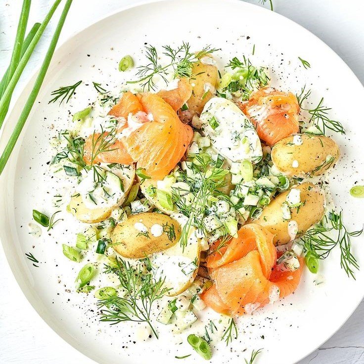 Krieltjessalade met zalm