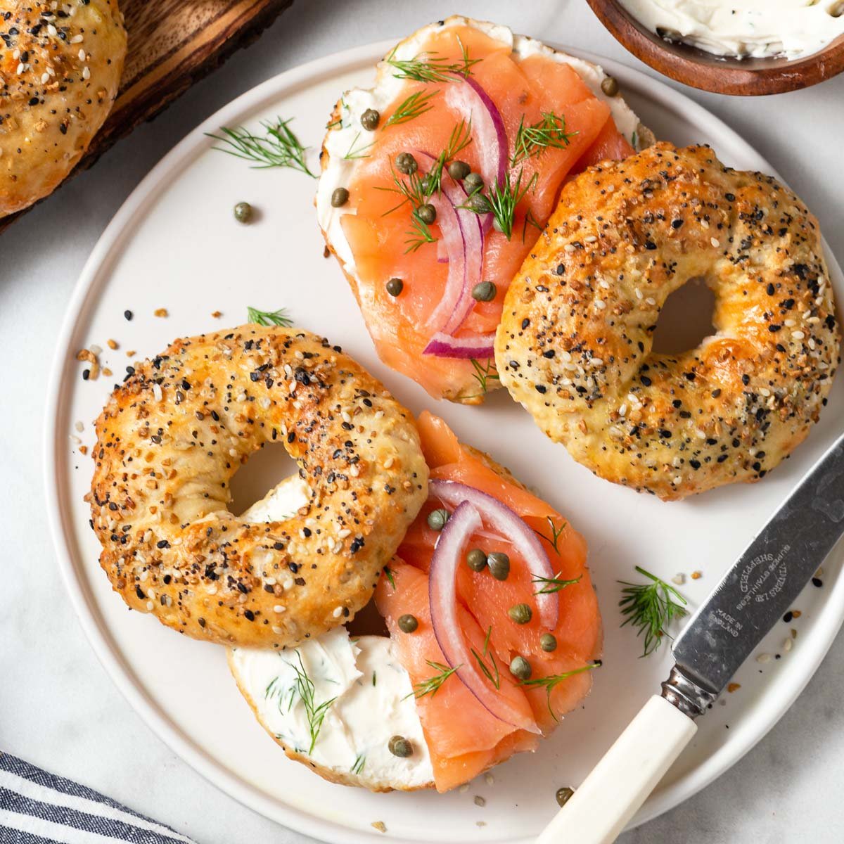 Bagels met roomkaas & gerookte zalm