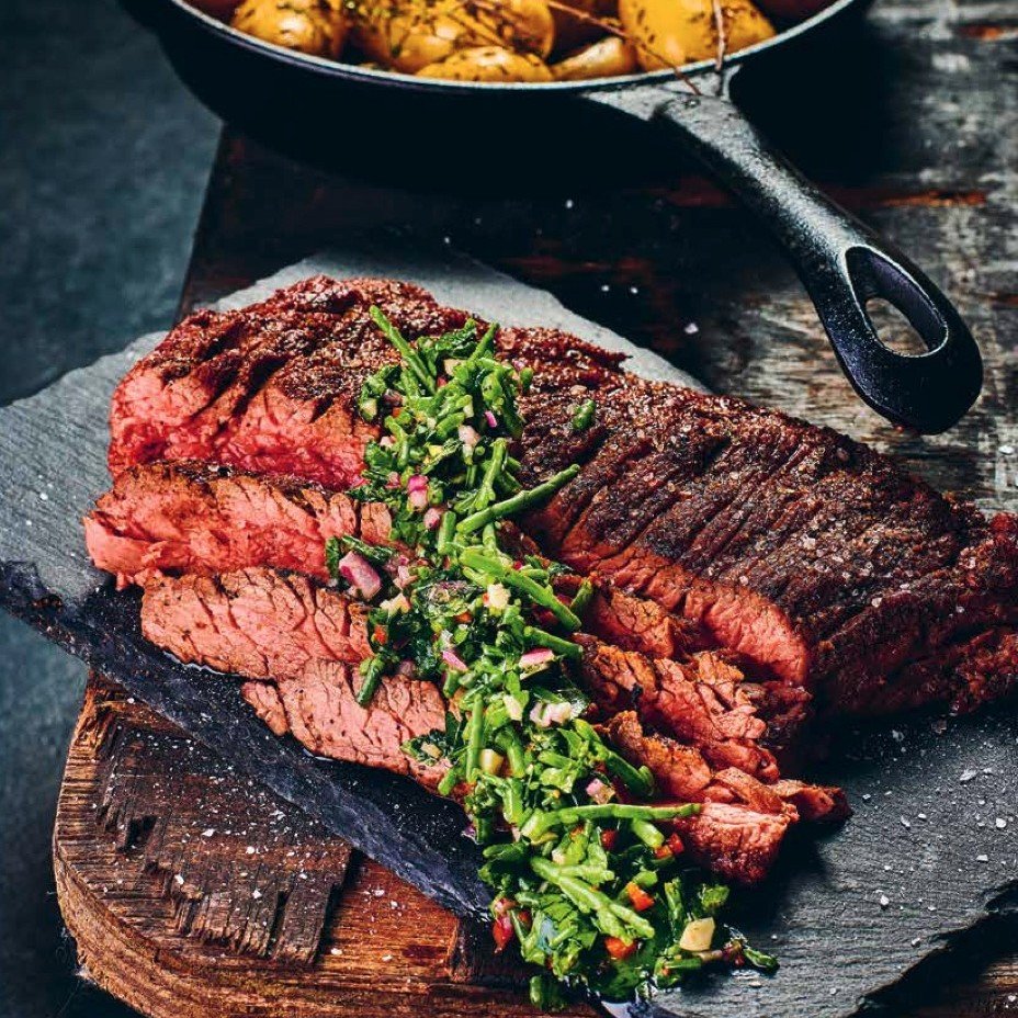 Bavette met chimichurri van zeekraal & citroenkrieltjes