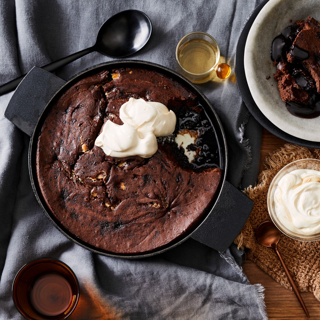 Chocoladedessert met mokkaroom