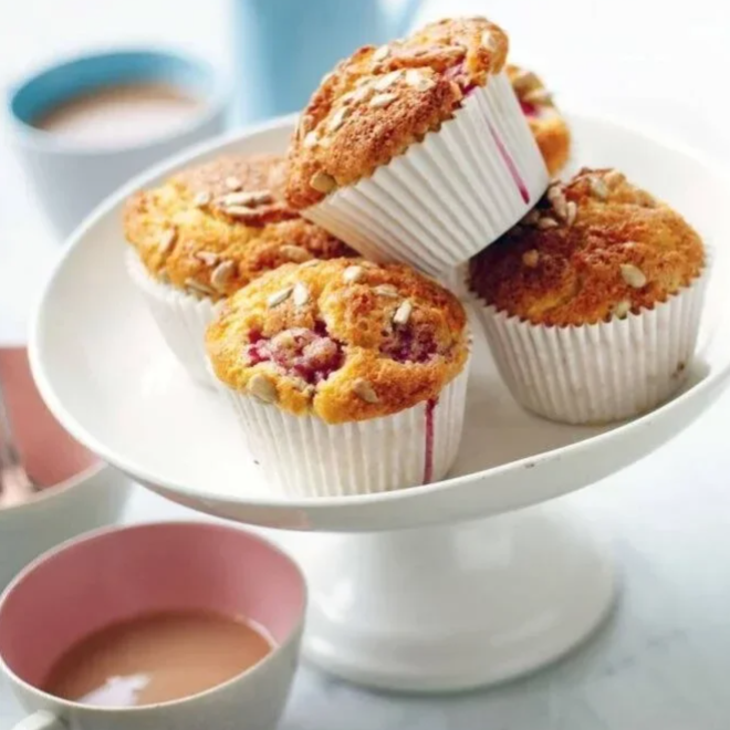 Frambozen-bananenmuffins