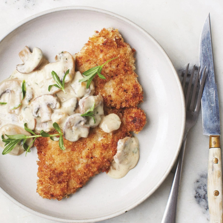 Gevulde schnitzel met champignons