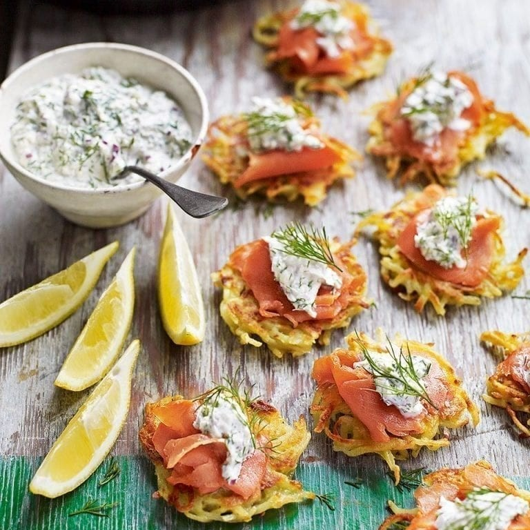 Latkes met gerookte zalm