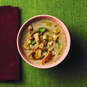 Paddenstoelen-crèmesoep met Parmezaancroutons