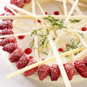 Panna cotta met aardbeien