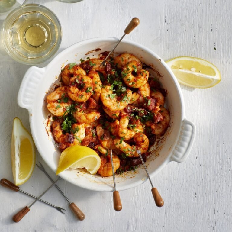 Pittige garnalen met chorizo