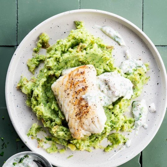 Witte vis met broccolipuree