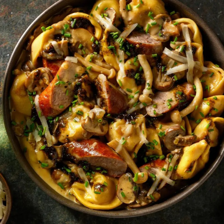 Tortelloni met varkensworst & kastanjechampignons