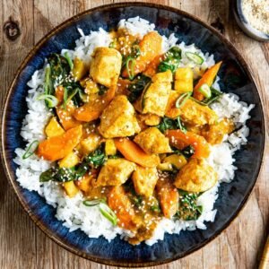 Japanse kipcurry met appel & spinazie