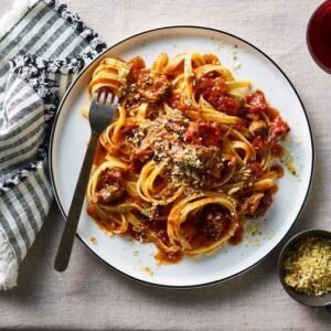 Tagliatelle met gestoofde sucade & pangrattato