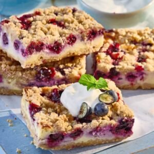 Bosbessen-crumbleplaatkoek