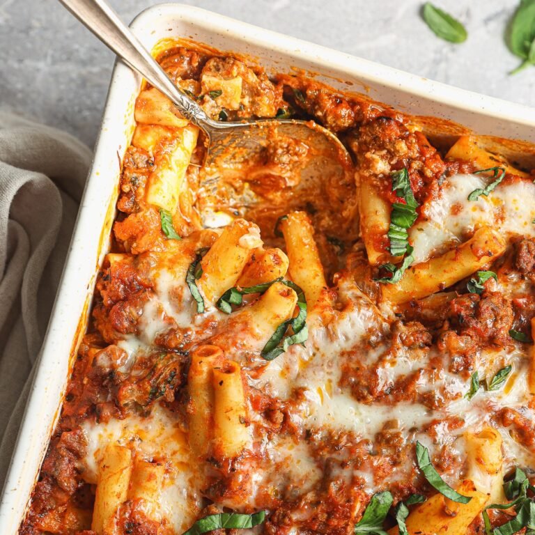 Pasta bolognese uit de oven met champignons