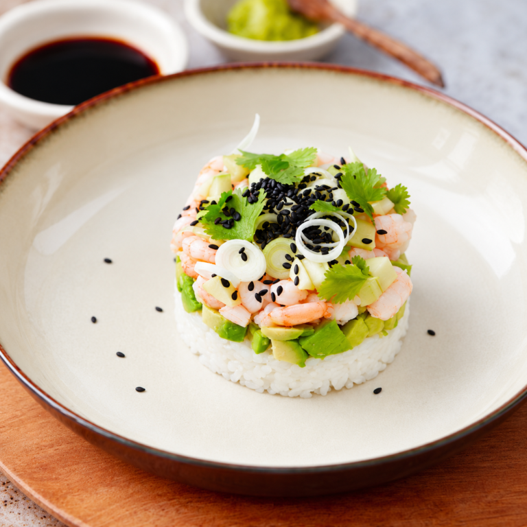 Open sushi met garnalen & avocado