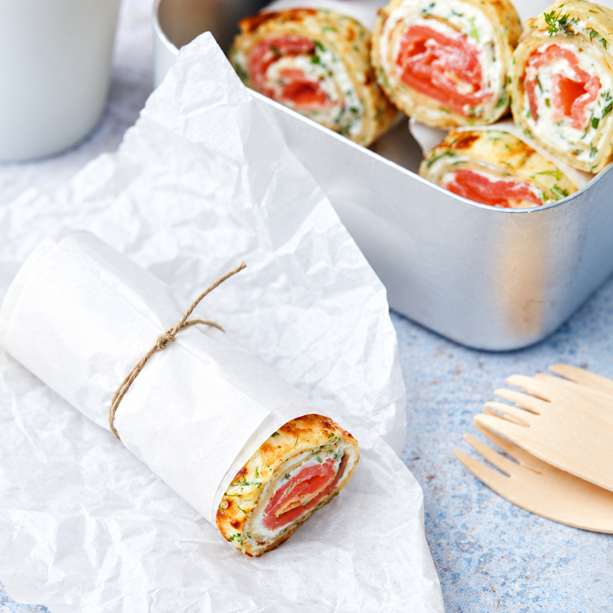 Kruidenpannenkoekjes met gerookte zalm