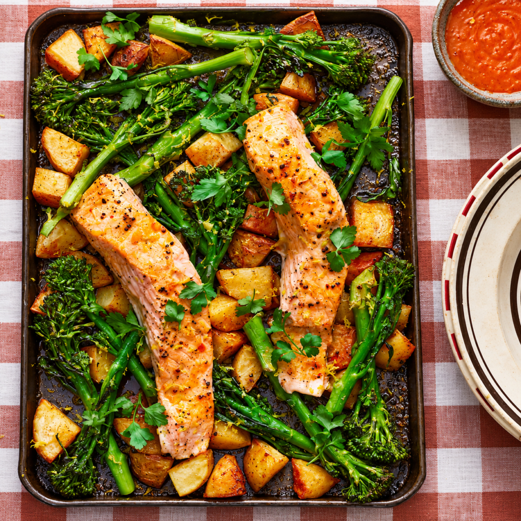 Zalm piripiri met aardappels & broccoli