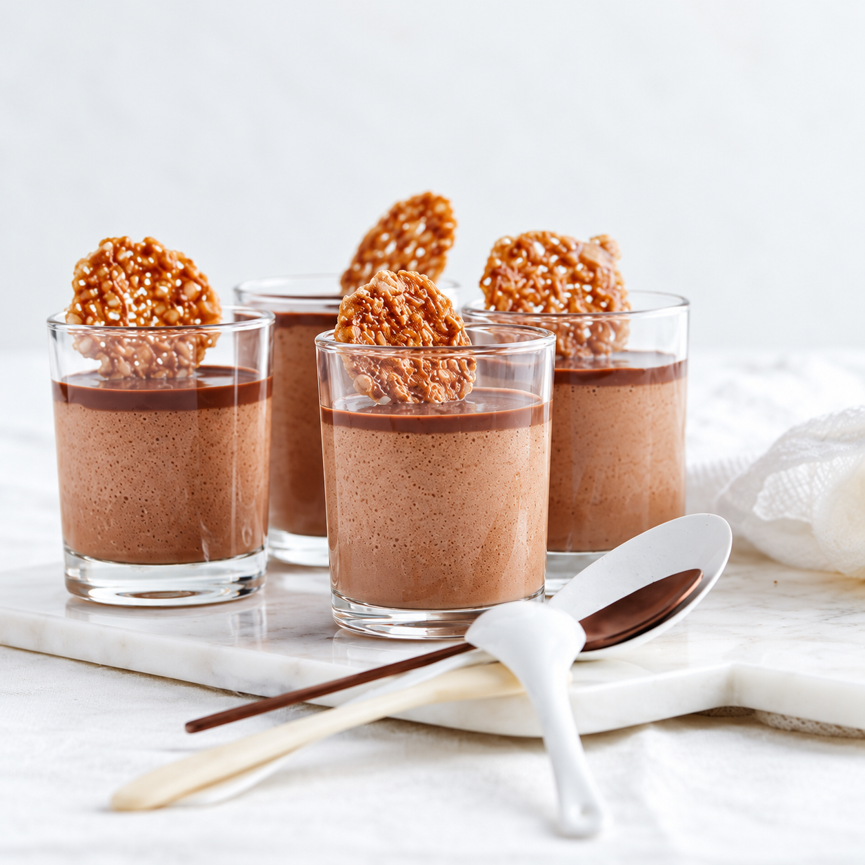 Chocolademousse met ganache & notenkrokantjes