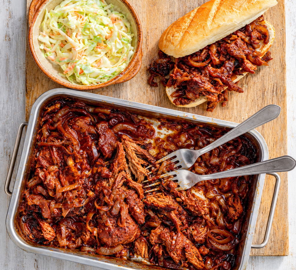 Pulled pork met zoetzure uien
