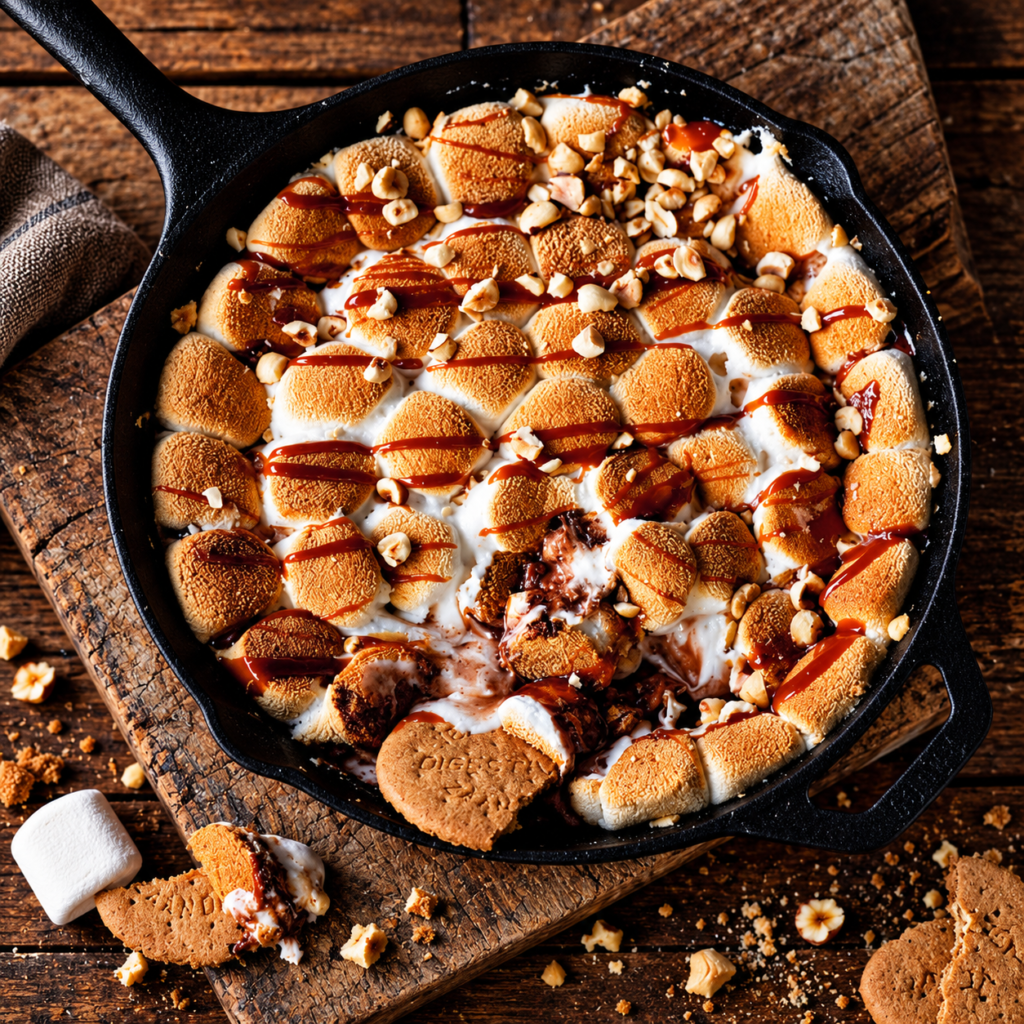 S'mores skillet met salted caramel