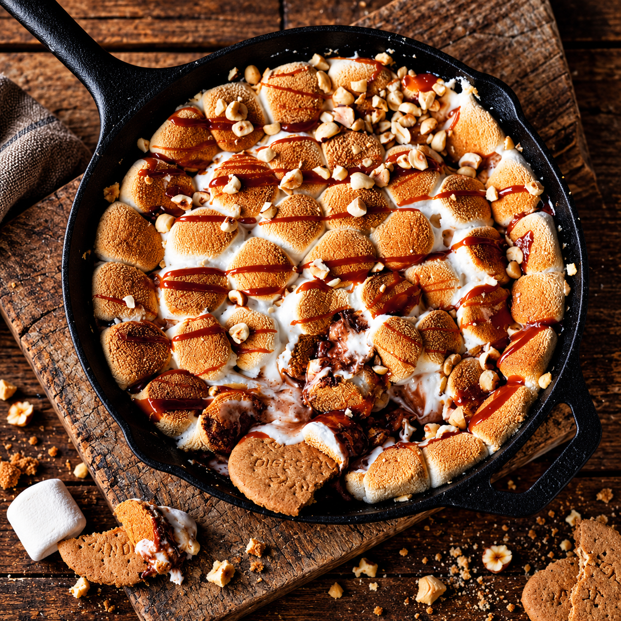 S'mores skillet met salted caramel